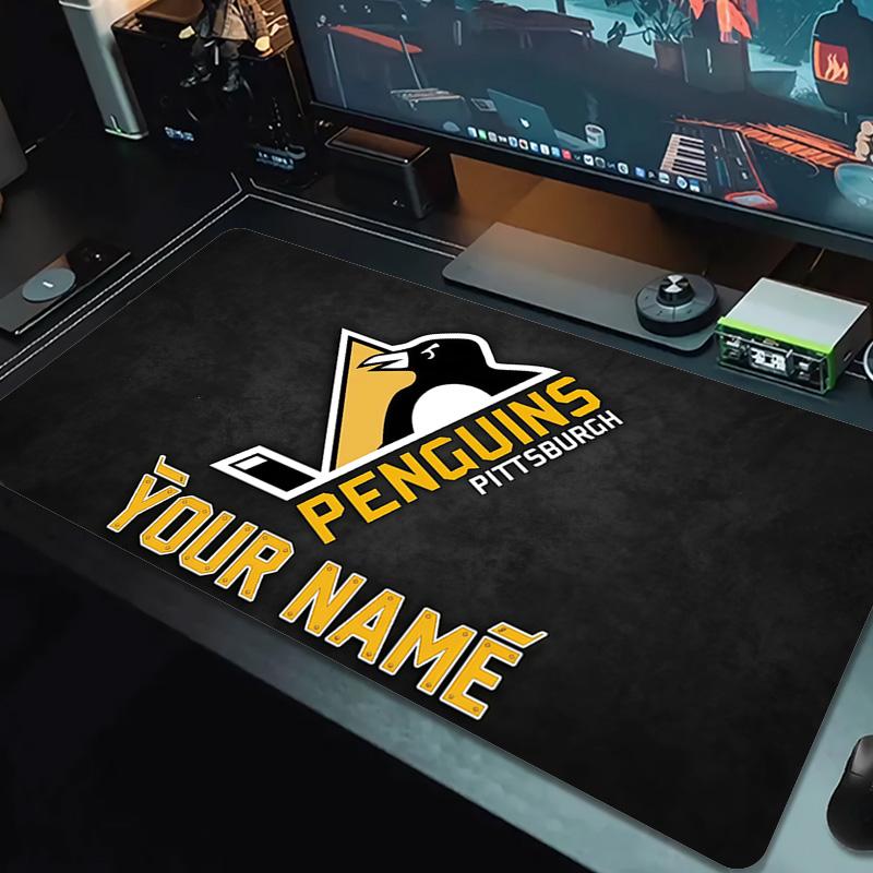 Custom Name Pittsburgh Penguins Print Cushion Non-slip Laptop Tablet Big Mousepad XXL Mat Mini PC Playmat With Lock edge