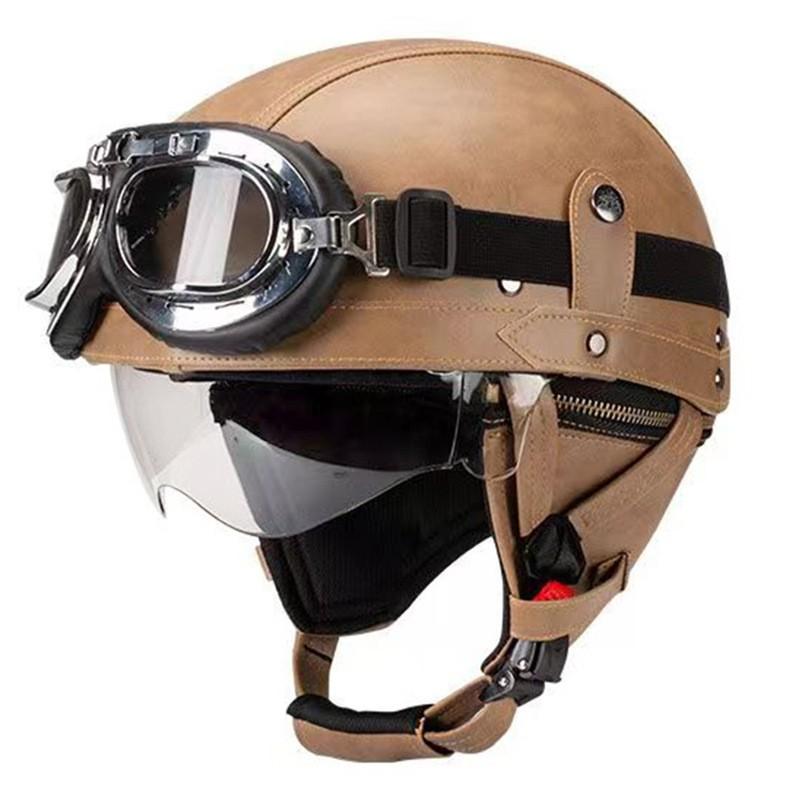 Vintage-Style Open Face Motorcycle Helmet Adults Unisex ABS Half With 3C Certification