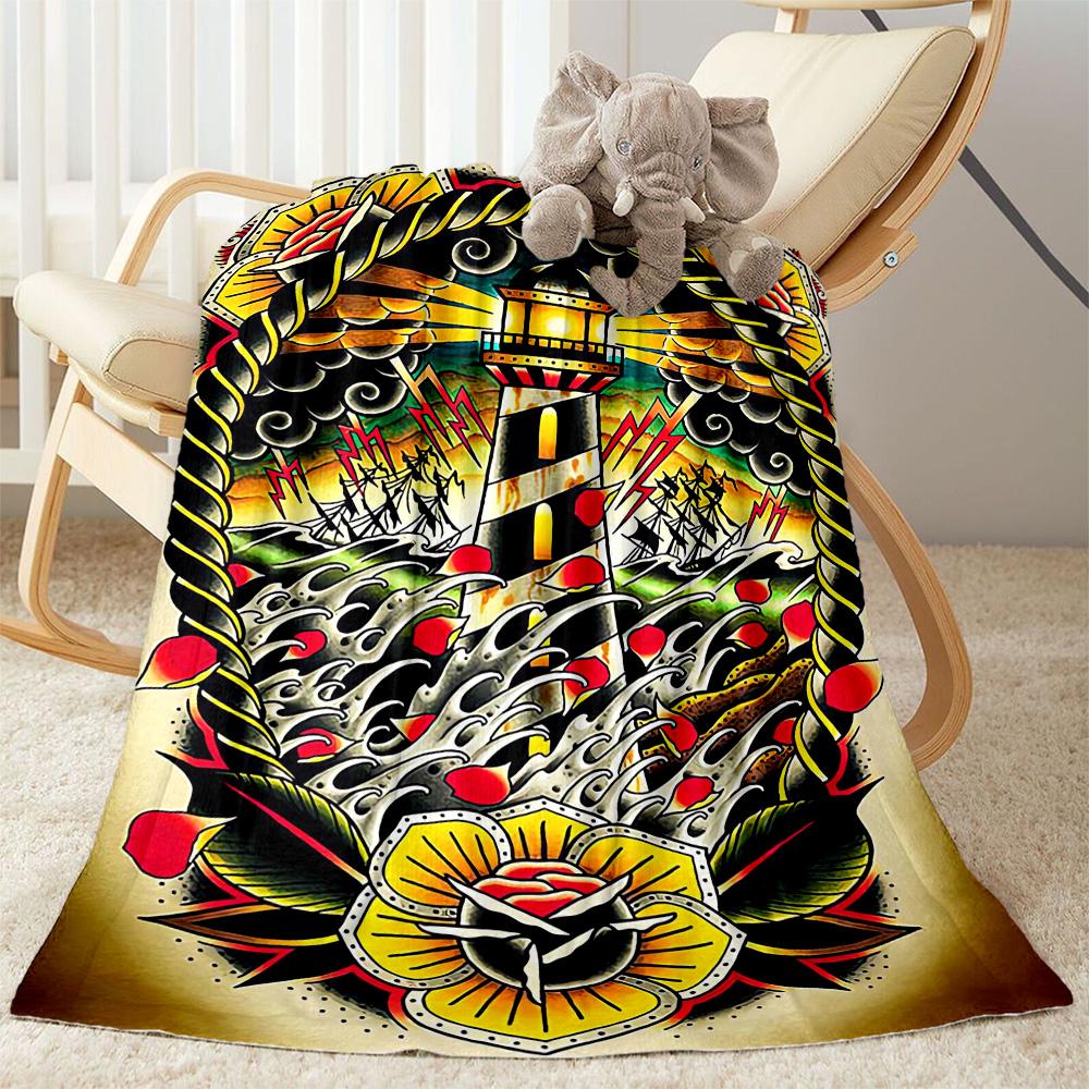 Tattoo Style 17 Blanket Comfortable Great for Couch Chair Bedding Four Seasons Multipurpose Playful Design Perfect Gift for Relatives and Friends