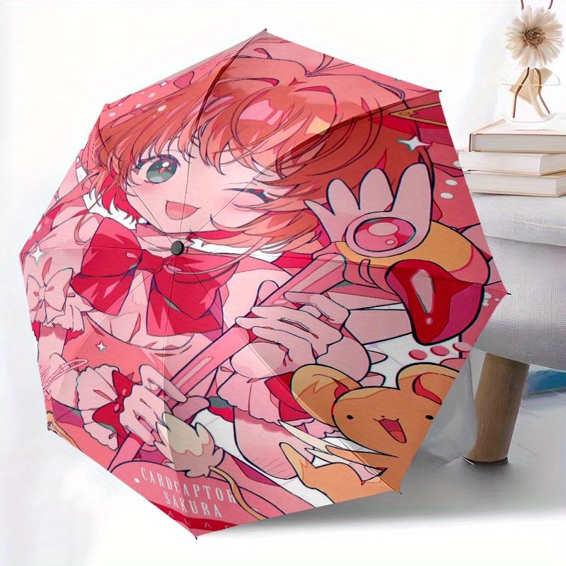 Зонт-автомат с рисунками Cardcaptor Sakura и фан-артом - Маленький зонт, подходящий для различных случаев, Портативный 3-складной маленький зонт для