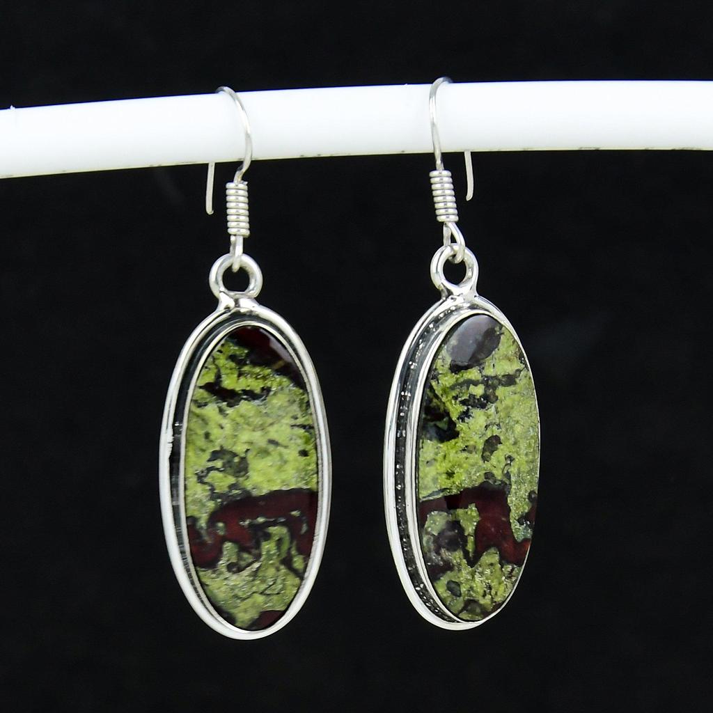 Natural Dragon Blood Jasper Antique Earrings 925 Sterling Silver Earring, Boho Silver Jewelry Dangle Earrings, Gifts For Birthday Gifts For Her