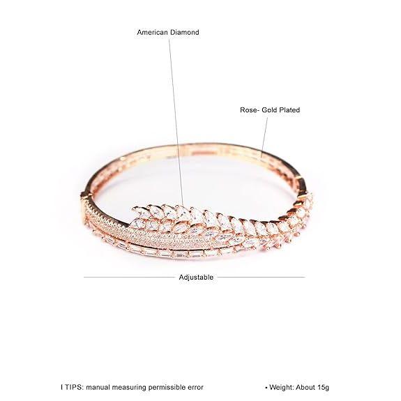 Браслет American Diamond Rose Gold Plated для женщин | Подарки на день рождения для девочек | Браслет в форме листа для девочек, Лучшие подарки для женщин