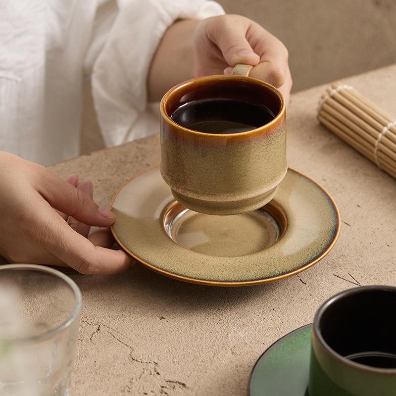 Печная кофейная чашка с блюдцем Бытовая керамическая чашка для латте Чашка для американского кофе с блюдцем Чашка для послеобеденного чая Чашка для кофе латте