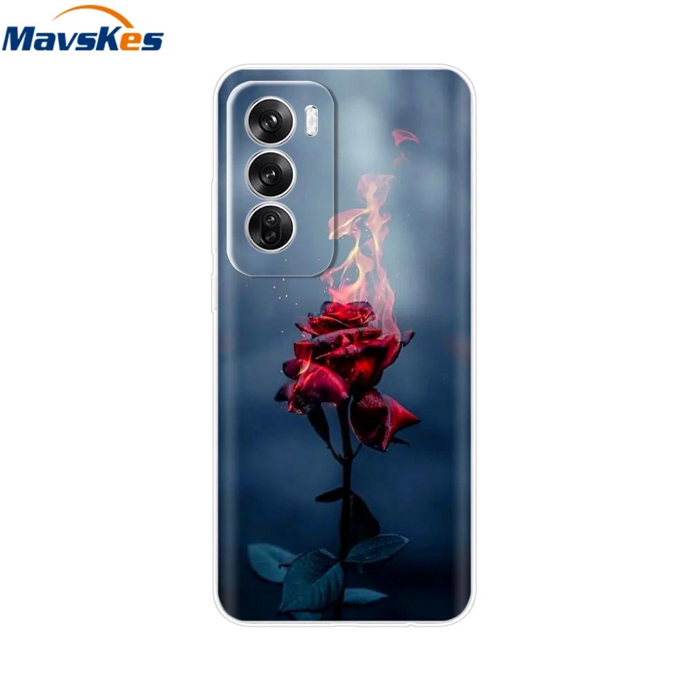 Чехол для OPPO Reno 12 Pro 5G Модный Цветочный Силиконовый Чехол для Телефона Для OPPO Reno 12 Чехол Reno12 Pro Бампер 2024 Мягкий Черный ТПУ Fundas