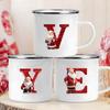 26 букв Санта-Клауса напечатаны эмалированная чашка для молока, сока, кофе кружка лучший рождественский подарок для семьи и друзей
