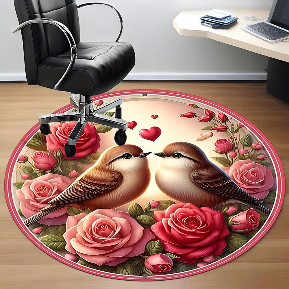 1pc Love Birds Chair Carpet for Office, Soft, Non-Slip Polyester Mat, Office, Entryway, Living Room, Bedroom, yy251207255