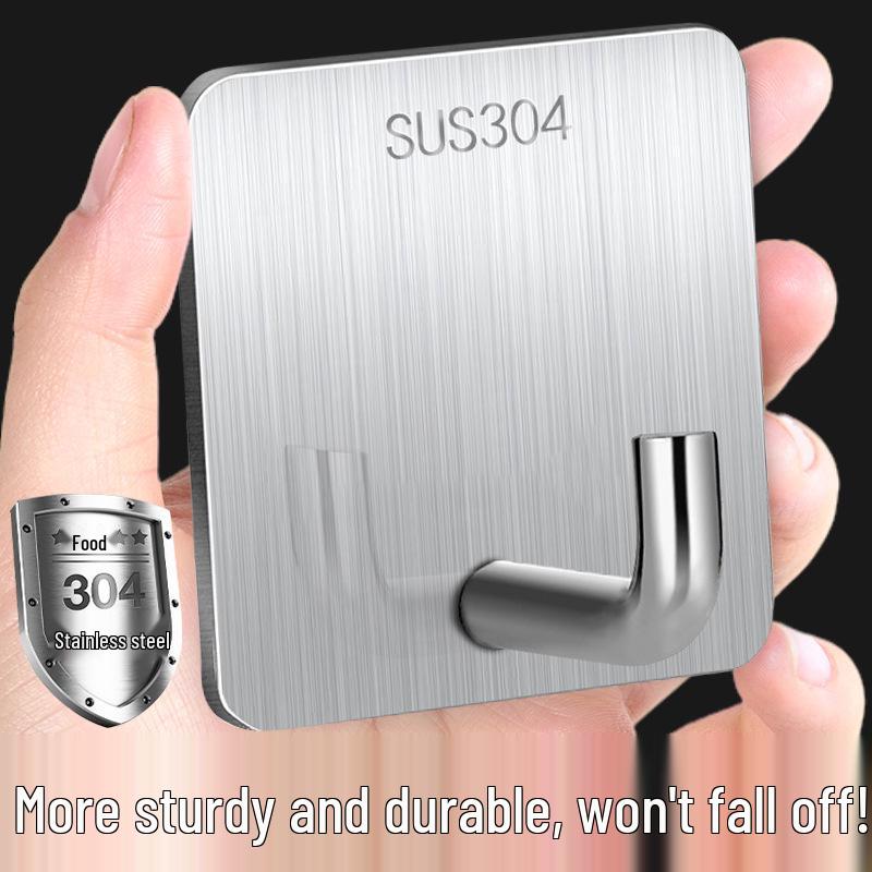 Клейкий настенный крючок из нержавеющей стали - Без сверления, Сверхпрочный одинарный крючок для кухни и общежития