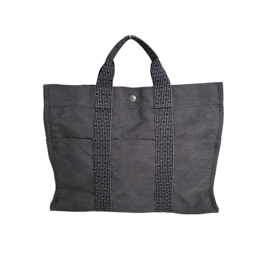 HERMES Her Line Tote MM Tote Bag Hand Bag canvas gray Used