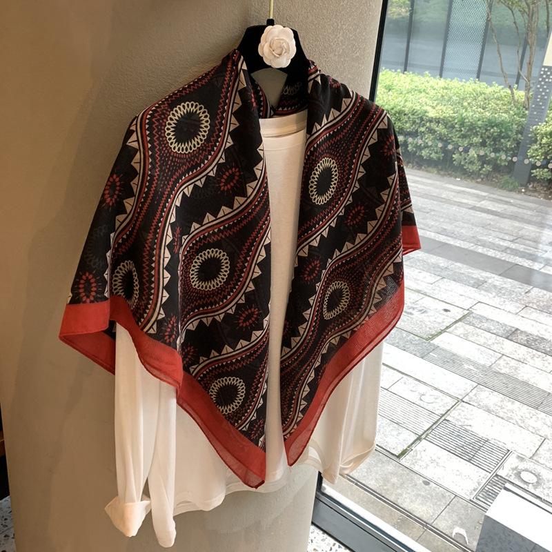 Vintage Polka Dot Printed Light And Thin Scarf Cotton Feel Square Scarf Sunshade Shawl Headscarf Belt Scarf Silk Scarf