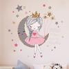 Наклейка на стену со звездой и луной для девочек, водостойкая самоклеящаяся ПВХ-наклейка, современная гостиная, детская спальня, настенное художественное украшение, наклейка