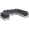 Garden Sofa Set with Cushions 9 Pcs Black Aluminum