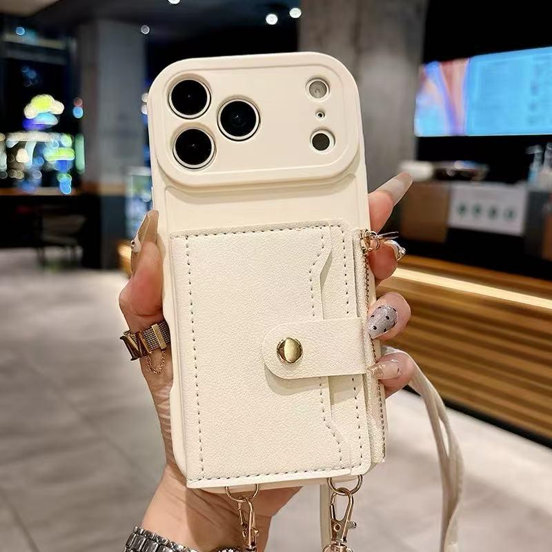 Leather Crossbody Case for iPhone 17 Pro Max with 16 Card Slots and Detachable Strap