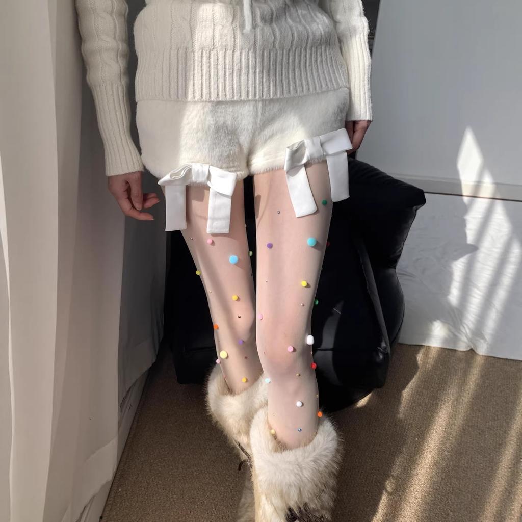 Sweet Colored Ball Pure Desire Anti-Hook Japanese White Stockings Sexy Skin Socks Pantyhose Jk Lolita Leggings