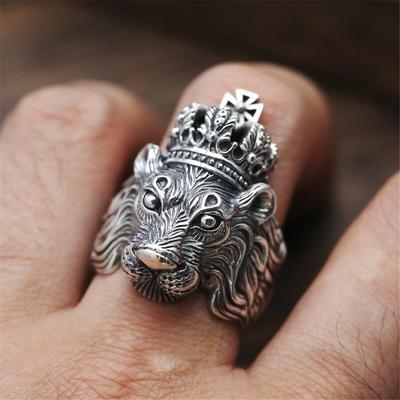 Мужское кольцо 'Король Лев с Короной', Доминирующее и Крепкое