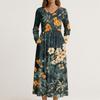 Dress For Women Long Boho Beach Dress Elegant Maxi Dress V-Neck Long Sleeve Dress With Pockets
