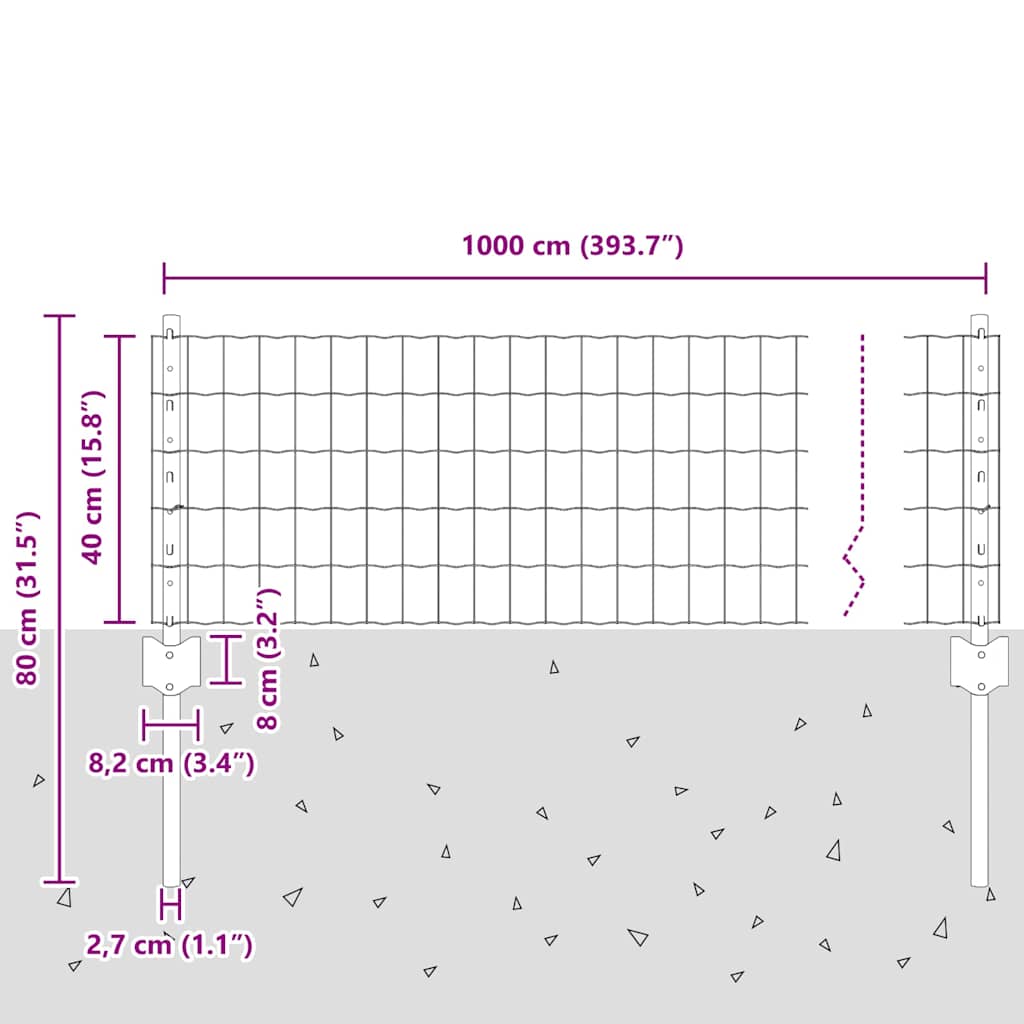 Welded Wire Fence 10 x 0.4 m (W x H)