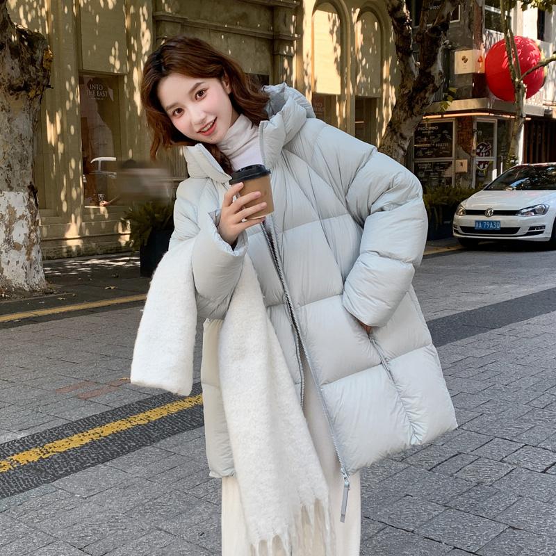 Осень-зима, утепленная теплая парка, женская повседневная милая однотонная Свободная куртка с капюшоном и большим карманом, верхняя одежда