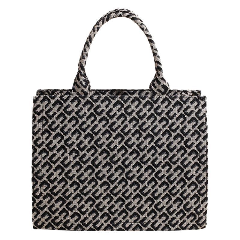 Large-capacity Bag, High-end Winter Canvas Jacquard Handbag, Office Worker Commuter Shopping Bag, Shoulder Tote Bag.