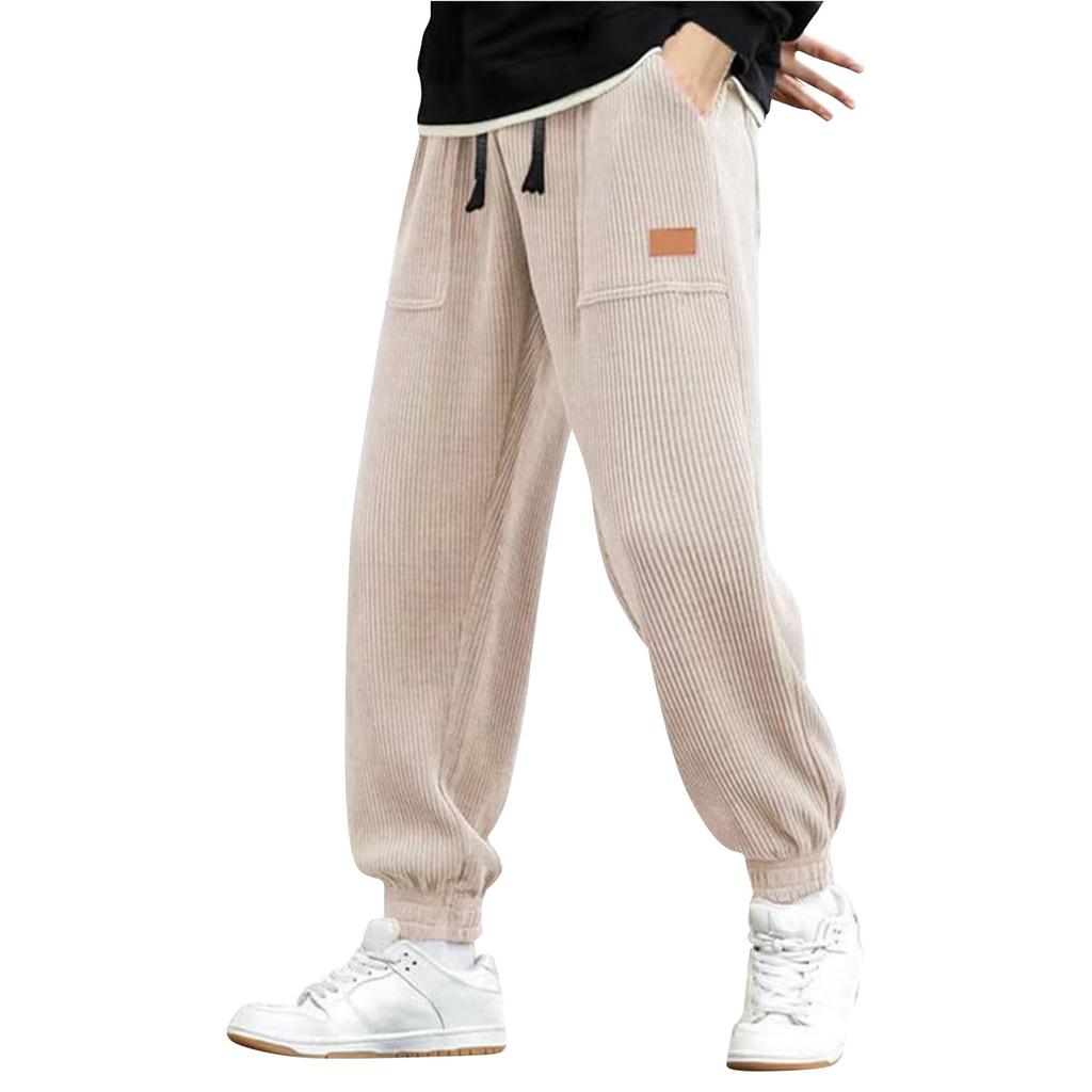 Мужские спортивные брюки, повседневные рабочие брюки, брюки с эластичным поясом на шнурке
