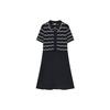 Logo Striped Polo Fashion Elegant Breathable Sports Casual Mid-Length Short Sleeve Dress Women Dresses Legendary-Blue F11W327302F-NV