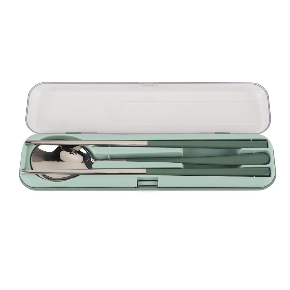 1set 304 Stainless Steel Travel Cutlery Set With Storage Box Stainless Steel Silverware For Lunch