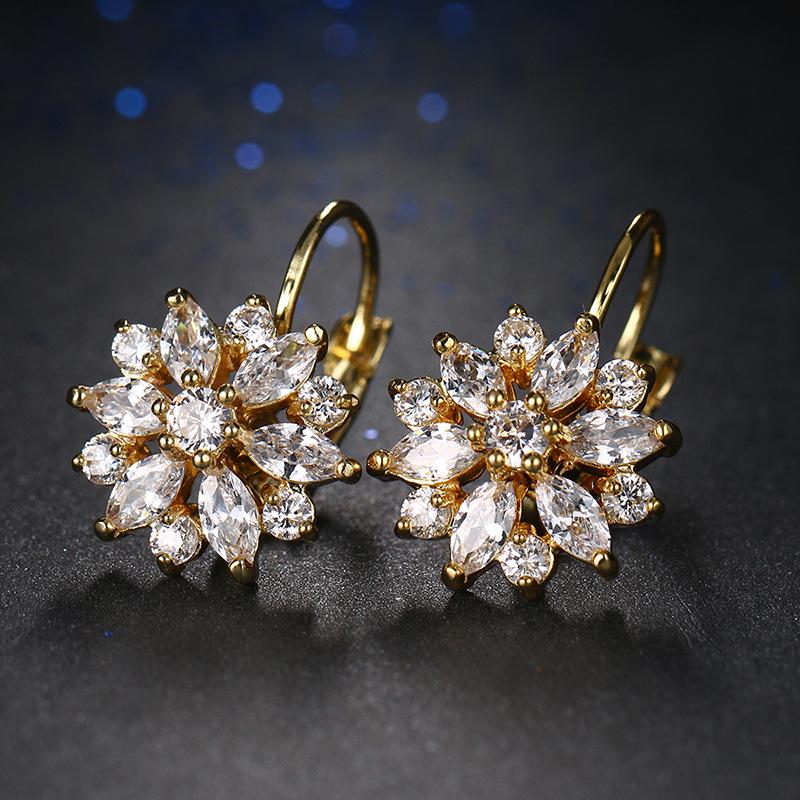 Европейские и американские каффы: Серьги-гвоздики Dark Night Jewelry с разноцветными цветами и кубическим цирконием AAA