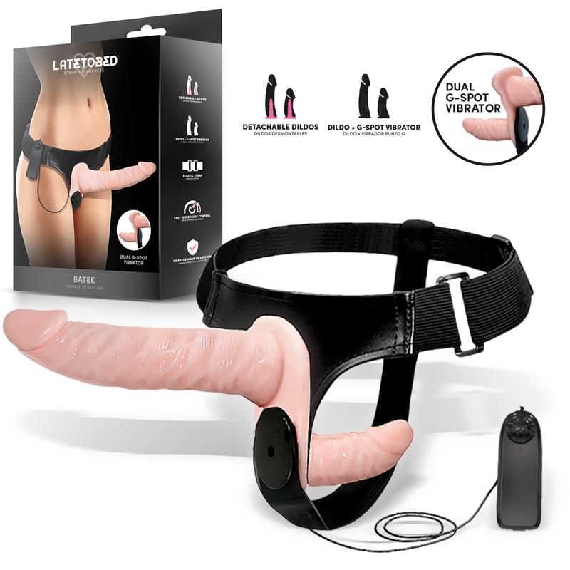 Batek Harness with Double Detachable Dildo, G-Spot and Remote Control Vibration