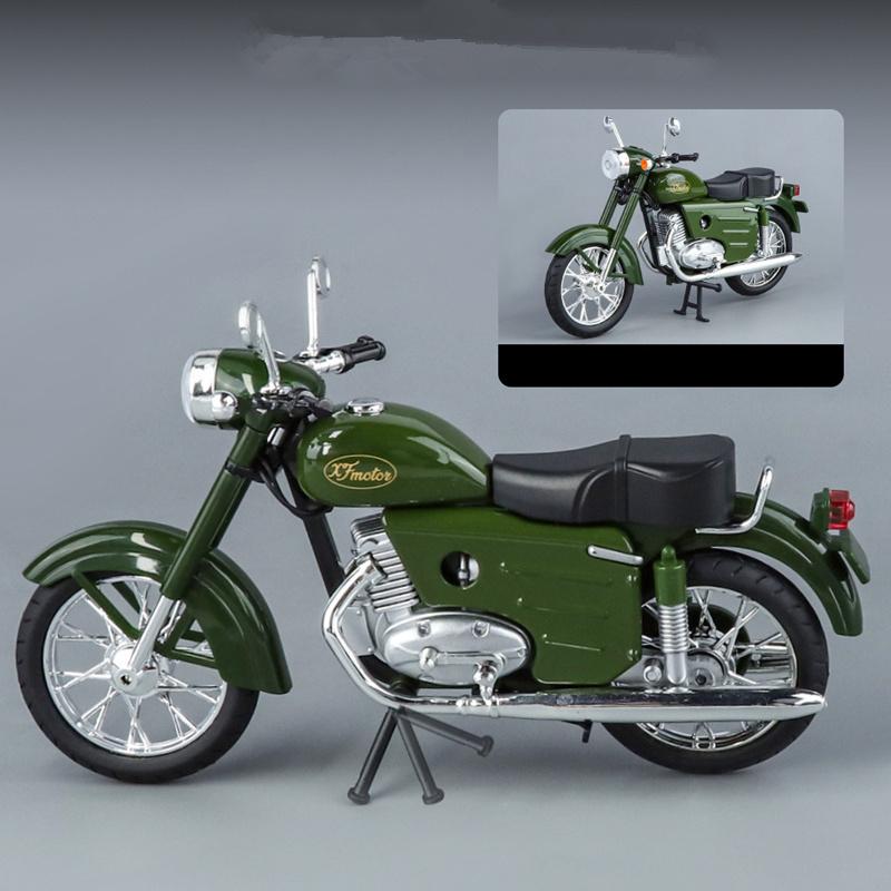 1/10 Jawa 250 Сплав Классическая Ретро Модель Мотоцикла Литье под Давлением Металл Дорожный Мотоцикл Модель Симуляция Звука и Света Детская Игрушка Подарок