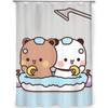 Modern 3D Printing Panda Bear Hug Curtain with Hooks for Bathroom, Waterproof Landscape, Bubu Dudu