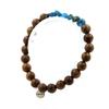 Stones and Minerals. Blue Apatite Bracelet from Brazil + 8 Mm Wooden Beads. Made In France.
