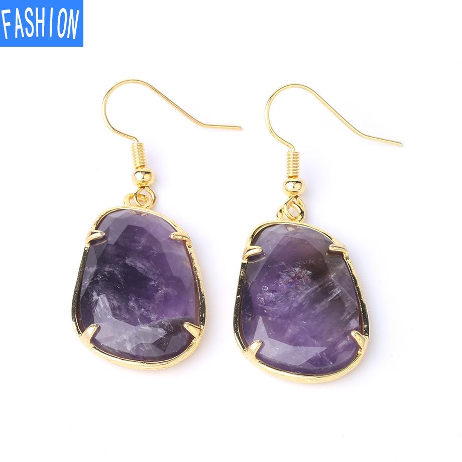 Геометрические серьги с натуральными кристаллами, комплект когтей, золотые серьги с подвесками в форме орлов