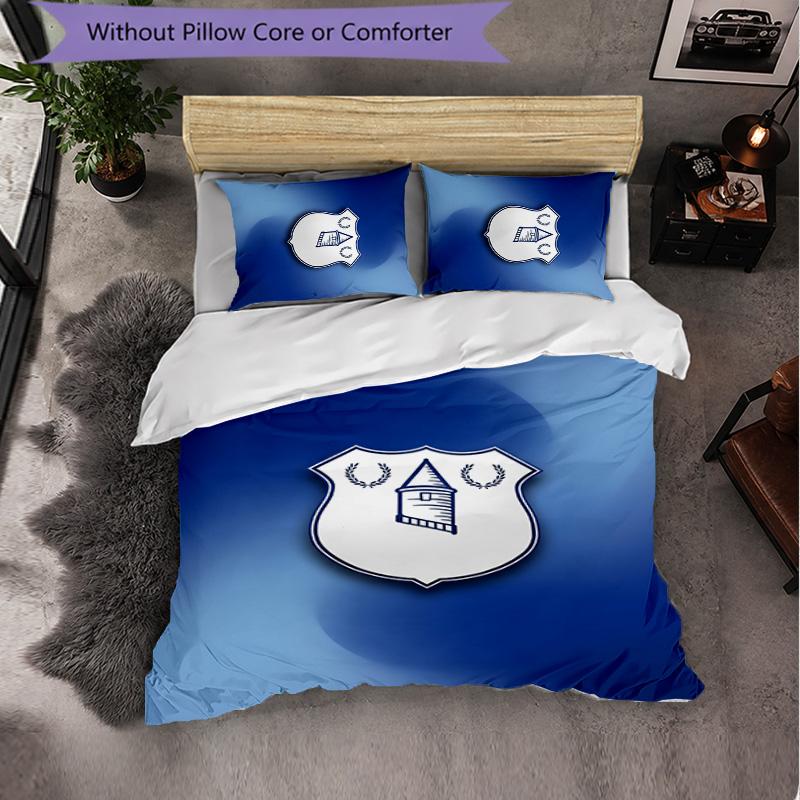 Everton Football 3 Piece Bedding Set Soft Duvet Cover Set with Pillowcases Printed Bedroom Decor Set for Home