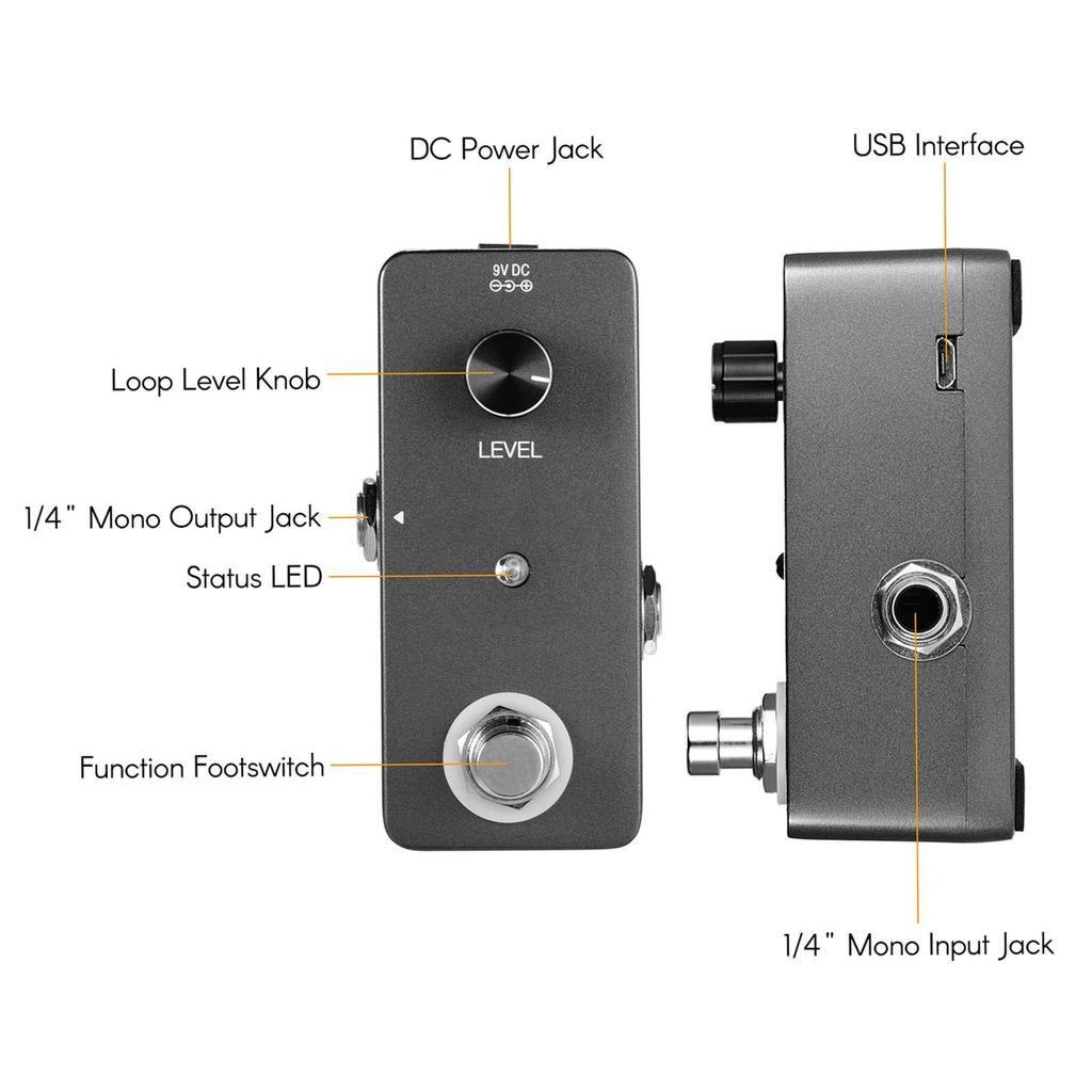Мини педаль эффектов лупер для гитары, педаль лупер для баса, неограниченное количество наложений, 5 минут времени записи, с USB-интерфейсом