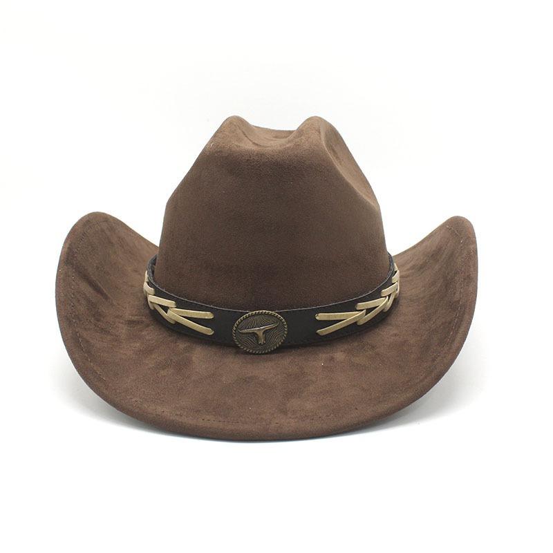 Thick Hard Top Suede Brim Hat Ethnic Style Sun Hat