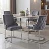4 Dining chairs, comfortable and breathable, suitable for restaurants, living rooms, cafés, modern style, silver-plated legs, velvet, gray + silver