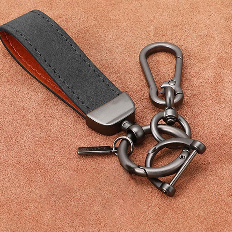 1PC Bag Pendants Leather Car Key Rings Leather Keychain Pure Color Buckle Cars Key Ring Gifts