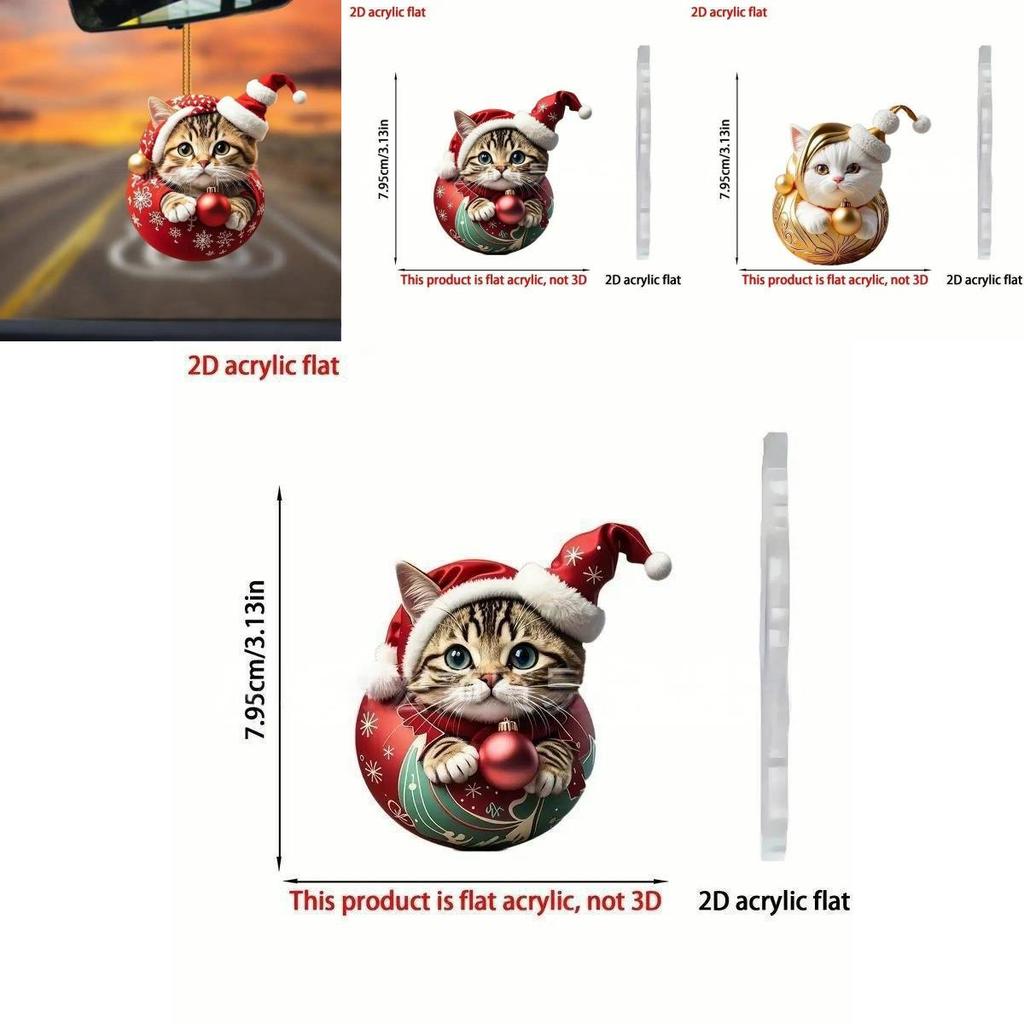 Car Interior Ornament Acrylic Cat Cartoon Style For Christmas Decoration And Holiday Gift