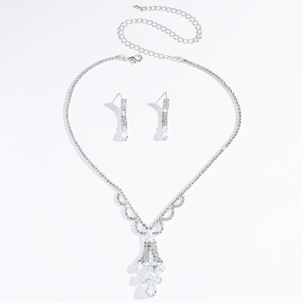 3 шт. Женский модный медный комплект с цирконом, цепочка-коготь, геометрическое ожерелье-капля воды, серьги, подарок на свадьбу, вечеринку, фестиваль