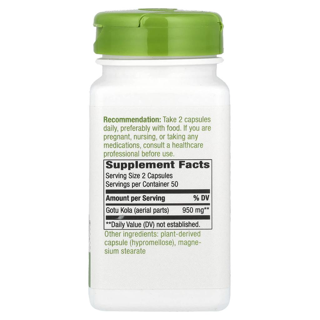 Nature's Way Gotu Kola Herb, 950 Mg, 100 Veggie Capsules (475 Mg Per Capsule)