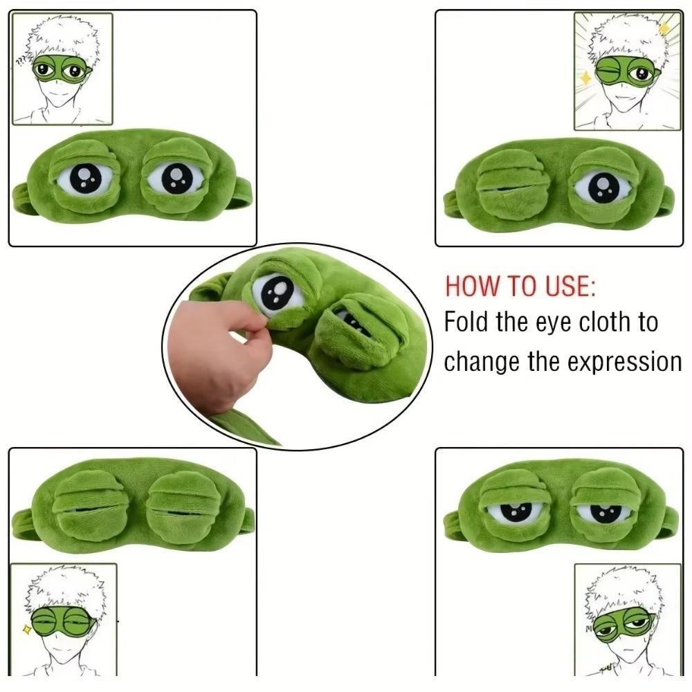 Green Big Eyes Frog Sleep Eye Mask Cartoon Plush Sleeping Eye Cover Lovely 3D Eye Mask Travel Nap