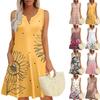 Женские летние платья Свободные сарафаны без рукавов с V-образным вырезом Платье с карманами