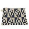 Used Pouch Truth Flat GM Chéne Dunkel Canvas Navy Ivory Clutch Bag