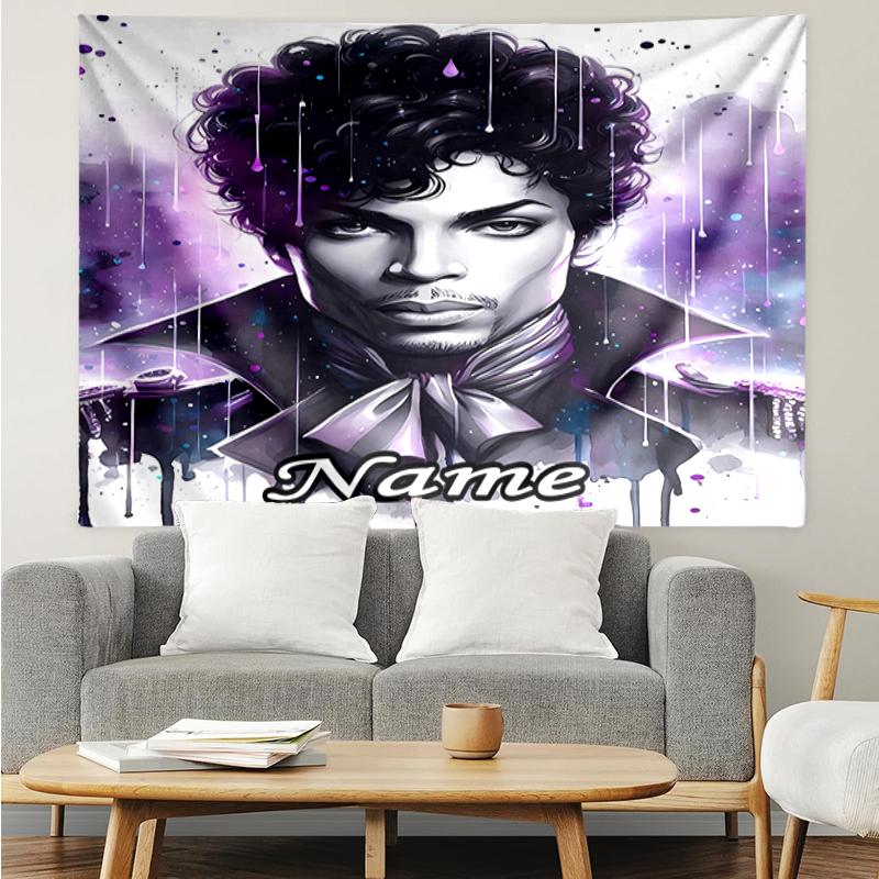 Custom Name Prince Print Tapestry, Backdrop, Easy Setup, Ideal for Bedroom, Office & Living Room, with Aesthetic Wall Hanging Decor.