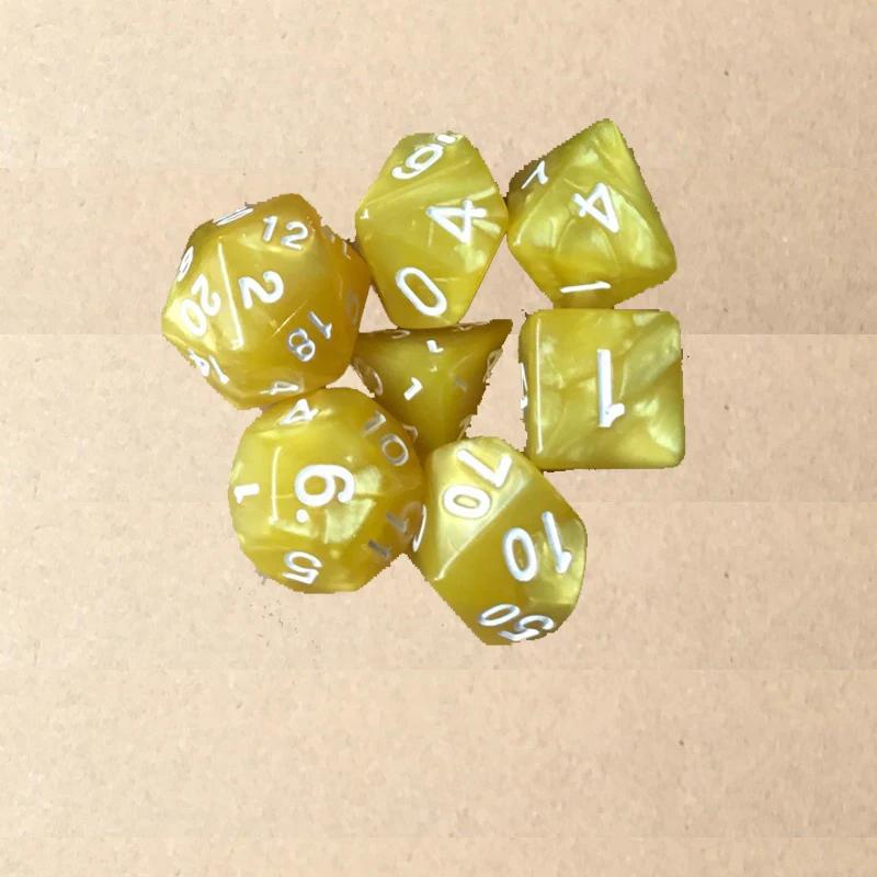7 шт./компл. жемчужный узор многогранные цифровые игральные кости для DND TRPG RPG Cthulhu COC настольная игра Running Team Dnd набор игральных костей набор числовых игральных костей