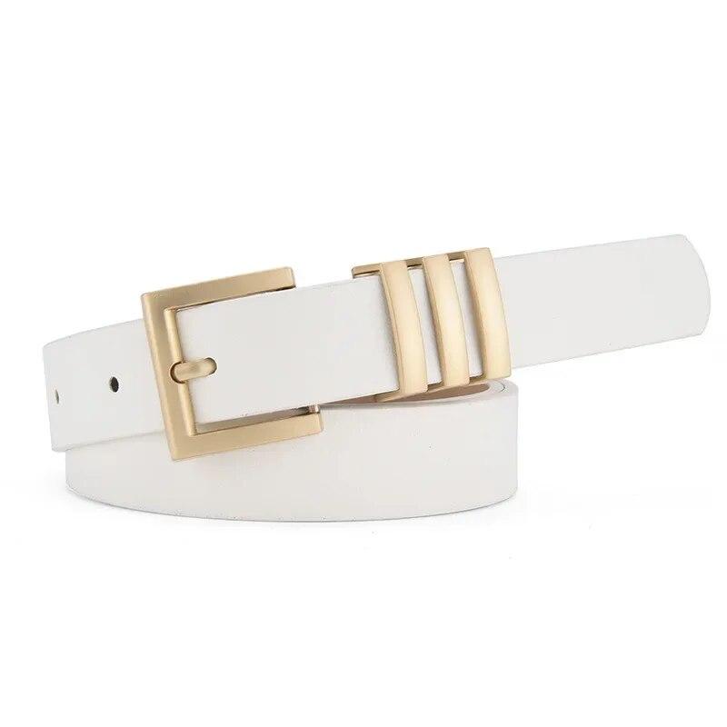 Модные ремни для женщин, золотые/серебряные ремни с пряжкой из цинкового сплава, 105 см, ремни из искусственной кожи, модные европейские ремни