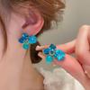 1 Pair Sweet Flower-shaped Stud Earrings Women Cubic Zirconia Simple Casual Girl Ear Studs Jewelry Gift AVE