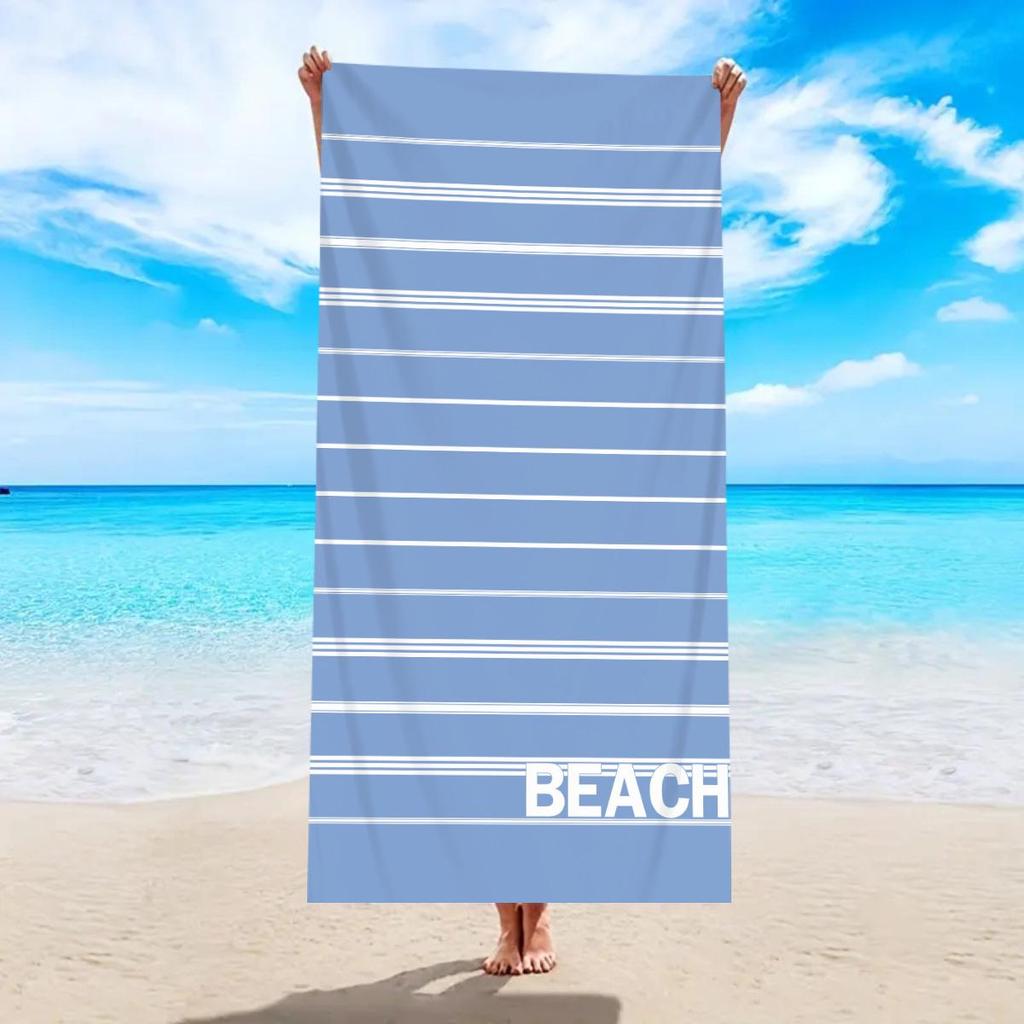 Ultra-Absorbent Striped Beach & Bath Towel - Thick, Soft, Microfiber