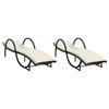 VidaXL Chaises longues lot de 2 avec coussins noir résine tressée, lit de bronzage, chaise longue inclinable, lit de jour 3277307