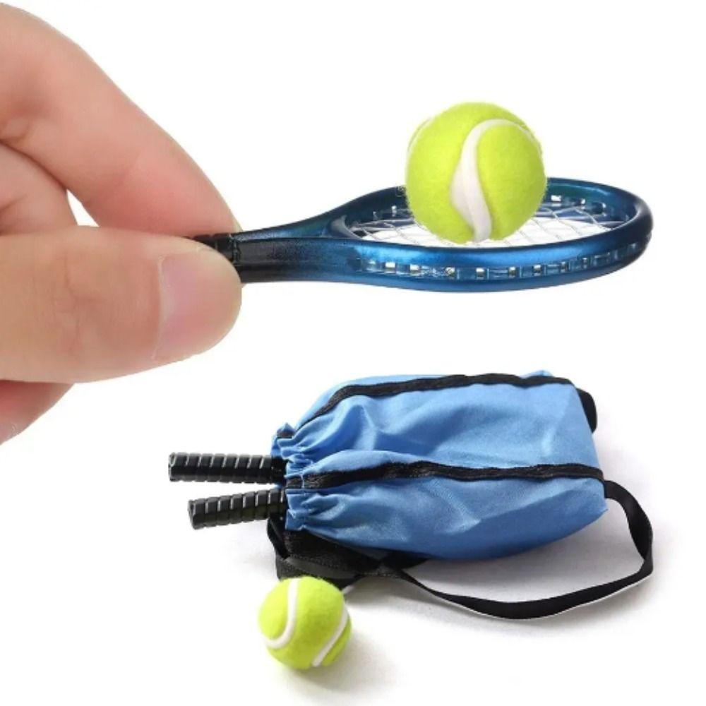 Mini Dollhouse Accessories Tennis Diy Dollhouse Miniature Tennis Model Set Children