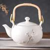 DUJUST Japanese Tea Pot White Porcelain Chinese Teapot with Stainless Infuser Cute Tea Pot for Adults Tea Lover Women Men Plum